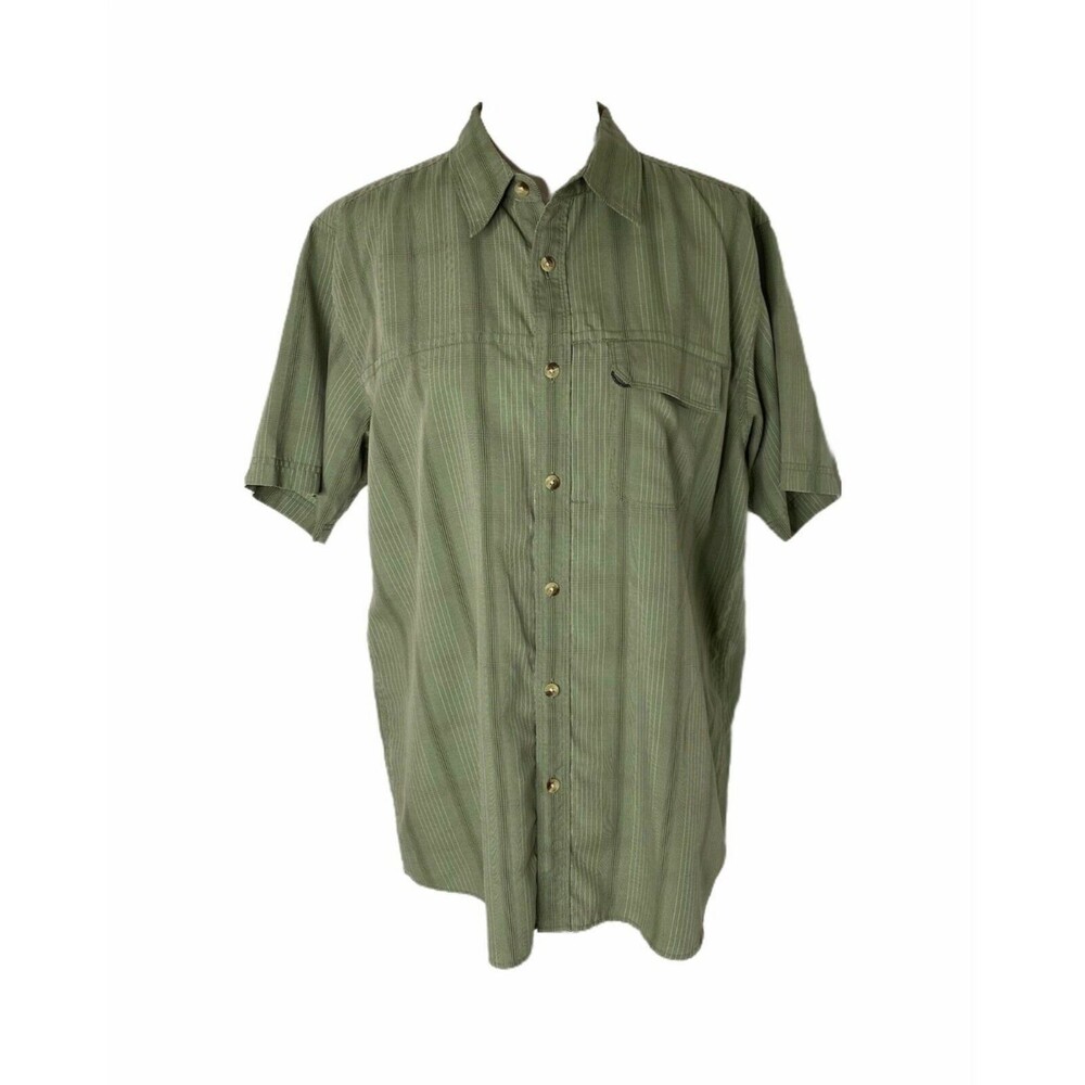 North Face Men's Shirt Green Check Short Sleeve Button-Down Size Large